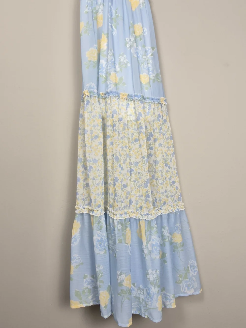 Altar'd State Floral Tiered Ruffle Maxi Dress Light Blue Cottagecore Coquette M - Picture 5 of 16